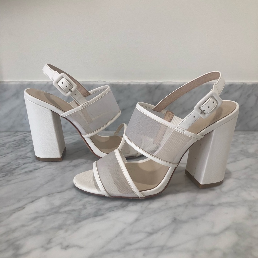 RAYE block heel white sandals